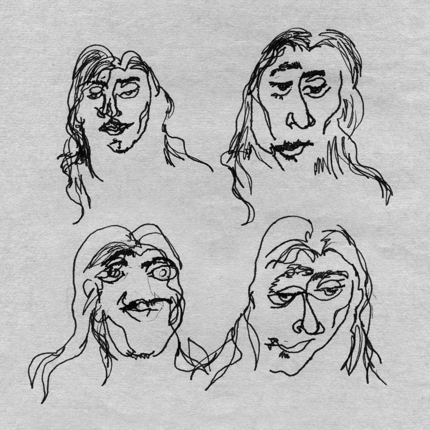 Blind contour portraits of Sean Blake HTF