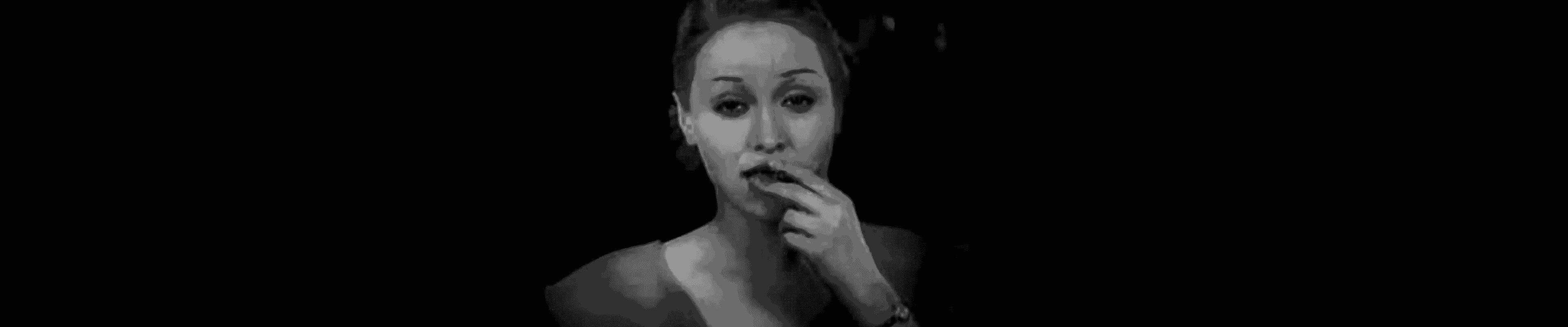 Animation of woman smoking and laughing
