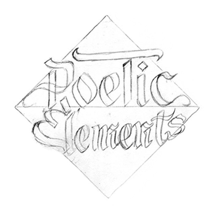 Animation showing Poetic Elements logo design process
