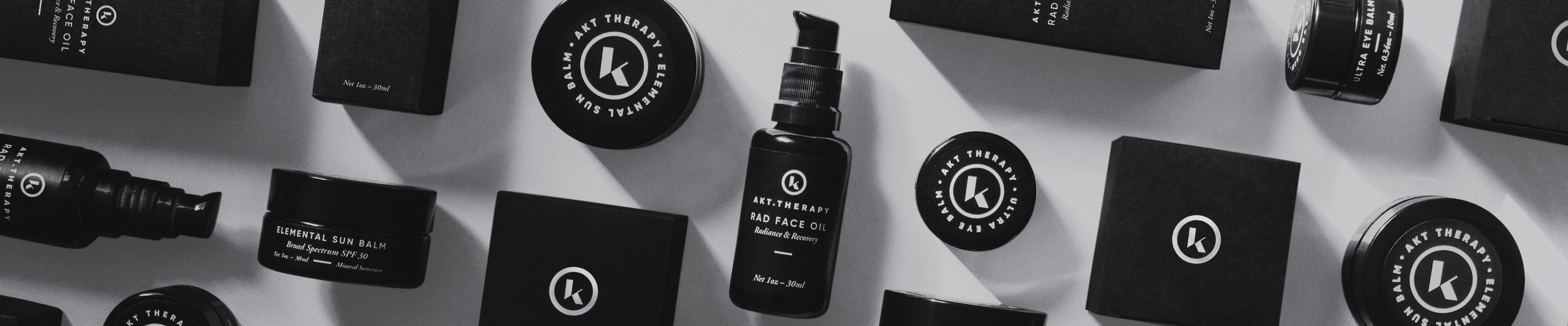 Collection of AKT Therapy products and packaging